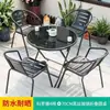 Conjunto de mesa e cadeiras para exterior, conjunto de três peças para pátio, mesa de centro pequena completa para varanda de lazer, mesa de chá para jardim, à prova d'água e proteção solar para uso externo