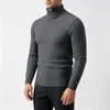 Outono Inverno Novo Suéter Masculino Gola Alta Slim Fit Malha Trançada Pulôver Moda Jovem Casual Camada Base