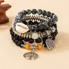 Pulseira Clássica de Conchas para Férias, Venda Quente Transfronteiriça, Conjunto de 4 Peças, Multicamadas Elástica, Joia de Mão Boêmia, Atacado