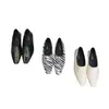 Novedad Moda Primavera y Verano Estilo Europeo y Americano Piel de Cera de Abeja Patrón de Cebra Punta Cuadrada Profunda Mocasines Zapatos de Moda para Mujer