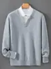 Suéter 100% Lana Otoño/Invierno 2026 para Hombre, Falso Dos Piezas Cuello en V, Tejido Grueso de Bloques de Color, Capa Base Casual de Negocios