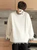 Suéter de alta gama estilo americano con efecto desgarrado de dos piezas falsas para hombre, suave y grueso, adecuado como prenda exterior, top de pareja moderno de corte holgado
