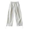 Pantalones de paracaídas con cordón de otoño americano para mujer, diseño plisado en las piernas, pantalones casuales holgados de pierna ancha, pantalones con cordones en los tobillos
