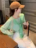 Cardigan de Tricô com Listras Azuis, Soltinho, Manga Longa, Protetor Solar para Mulheres, Lindo e Único Xale Outerwear para Outono