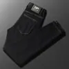 Jeans preto de alta qualidade italiano em Lyocell, não desbota, para homens, novo estilo outono e inverno, skinny slim-fit, stretch, forrado com fleece, moderno