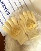 Estilo INS estilo coreano guantes de forro polar color amarillo leche con estrellas de coral cálidos para estudiantes invierno al aire libre equitación guantes de cinco dedos anticongelante