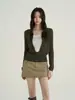 Suéter de Punto de Alta Calidad Yinhe STUDIO para Mujer, Temporada de Primavera y Otoño, con Cuello Solapa y Diseño Falso de Dos Piezas
