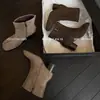 Zapatos de mujer hechos a mano, estilo nórdico minimalista de alta gama de nicho, cremallera lateral, tacón grueso, botines de piel de vaca, botas de mujer