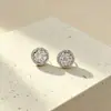 Brincos de Tarraxa Florais de Zircônia Redondos de Alto Padrão, Camada Múltipla Exquisitamente Trabalhada com Diamantes Pavimentados, Brincos de Prata de Temperamento para Casamento e Banquete