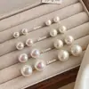 Brincos de piercing de prata 999 cuidadosamente selecionados, brincos de pérola grande em prata de lei Swarovski, brincos femininos de luxo leve de alta qualidade