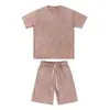 Conjunto de Camiseta de Manga Corta con Cuello Redondo y Shorts de Marca de Moda 2025, Estilo Americano Oversize Holgado con Hombros Caídos, Camisa para Pareja, Ropa Casual