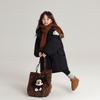 Jaqueta de Penas Média e Longa DOG para Meninas Moda Outono e Inverno Estilo Coreano Crianças Médias e Grandes Jaqueta Espessa de Penas de Pato Branco