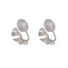 Pendientes de plata con temperamento tonto, chapados en plata galvanizada, con clip para la oreja, placa de incienso repelente de mosquitos plisada con flor de crema geométrica simple, sin orificio para la oreja