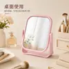 Espejo de escritorio de doble cara, espejo de maquillaje giratorio para escritorio de dormitorio de estudiante, espejo de tocador de mesa portátil para princesa