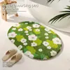 Tapete de Chão Verde Estilo Pastoral para Banheiro Tapete Absorvente para Vaso Sanitário Imitação Caxemira Secagem Rápida Tapete para os Pés Tapete Antiderrapante para Porta de Banheiro