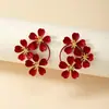 Pendientes Exagerados de Moda Transfronteriza Europea y Americana, Frescos, Retro, Dulces, Florales para Mujer con Clavijas de Flor de Camelia de Estilo Pastoral de Alta Gama