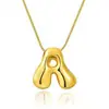 Collar con colgante de 26 letras del alfabeto inglés, chapado en cobre transfronterizo, oro real de 18k, liso, de burbuja de globo, gordito, lindo, versión Q