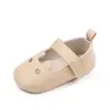 Sapatos de couro para bebês meninas, novos, com boca rasa, velcro, com solado de borracha, BZ3035