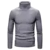 Suéter de gola alta liso masculino outono e inverno transfronteiriço, estilo coreano slim fit, blusa de malha básica listrada para jovens homens