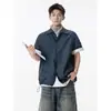 Camisa Plaid Plegada de Manga Corta Estilo Hong Kong 2026 para Hombre, Nueva Tendencia de Verano Ciboy Holgada Casual