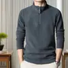 Nueva colección de invierno para hombre: sudadera de color liso, doble cara de forro polar, cuello alto medio, forro polar sherpa sintético para hombre, cálida con cremallera