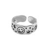 Anillo Sonrisa de Estrellas ins Celebridad Cibernética Retro Chapado en Plata Vieja Hip-Hop Viento Frío Plisado Baches Anillo de Dedo Sonriente