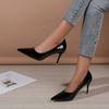 Zapatos de tacón alto para mujer con punta puntiaguda, novedad de 2023, para primavera y otoño, de una sola capa y boca baja, zapatos de tacón de aguja para mujer.