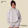 Sudadera de otoño e invierno para mujer, cuello medio alto, peso pesado de 350 g, forro polar, marca de tendencia estilo americano, corte holgado, hombros caídos, sudadera de cuello alto pequeño para mujer
