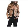 Amazon y Aliexpress de Europa y América Ropa de Mujer Otoño e Invierno Solapa Cremallera Diagonal Ajustado Corto Tops de Lana Estilo Europeo y Americano