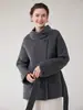 Abrigo de Lana de Doble Cara Estilo Coreano para Mujer Patrón de Espiga Ropa para Ir al Trabajo de Alta Gama 100% Lana Pura Cuello Alto Abrigo de Lana