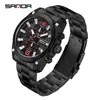 Reloj de Cuarzo para Hombre de Moda Popular Transmisión en Vivo Marca Sanda Casual y Versátil Tres Ojos Seis Agujas Luminoso Resistente al Agua Reloj para Hombre