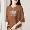 Comercio exterior transfronterizo ropa de maternidad, camiseta de manga tres cuartos para mujeres de mediana edad y mayores, holgada, casual, top básico versátil
