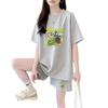 Conjunto de Ropa para el Hogar de Seda de Leche, un Conjunto Completo de Pijamas Holgados de Talla Grande para Uso Exterior, Versátil Conjunto de Dos Piezas de Shorts de Manga Corta