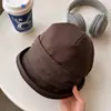 Sombrero de pescador plisado de color liso estilo japonés para mujer, primavera y otoño, delgado, transpirable, adelgazante para la cara, sombrero para proteger del sol, adecuado para cabezas grandes, sombrero tipo cubo versátil