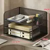 Suporte para arquivos de mesa de escritório estante de armazenamento estante de livros armário de arquivo de mesa suporte de armazenamento de gaveta de mesa de escritório multicamadas metal