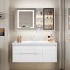 Nuevo Estilo Panel de Puerta de Roble Mesa de Lavado Combinación Lavabo Lavabo para Baño Crema Gabinete de Baño Integrado Lavabo