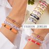 Venta Caliente Transfronteriza Nuevas Letras Redondo Cuentas Pulsera de Cuentas de Cerámica Suave Contraste de Color de Bola Personalizada Moda Tres Piezas Cuerda de Mano