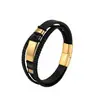 Nuevo Pulsera de Acero Inoxidable y Cuero para Comercio Electrónico Transfronterizo, Pulsera de Acero de Titanio con Hebilla Magnética de Moda Europea y Americana, Más Vendido para Hombres