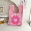 Bolsa Saco, Bolsa de Mão para Escritório, Bolsa de Lanche Fofa em Formato de Saco, Bolsa de Tricô Portátil para Sair, Bolsa de Palha de Novo Estilo