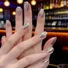 Uñas postizas populares de TikTok: Set de 30 piezas de uñas metálicas color plata aurora en varios tamaños, estilo dulce y cool para chicas atrevidas, uñas postizas prefabricadas