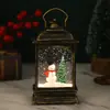 Decoração de Natal Papai Noel Brilhante Cena Interna Lanterna Eólica Plana Cheia de Água Enfeite de Mesa Boneco de Neve Presente de Natal
