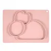Produtos para Recém-Nascidos Transfronteiriços, Prato de Silicone Integrado para Jantar, Tigela com Ventosa Anti-Queda, Prato Dividido para Alimentação de Bebês, Personalizado