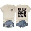Camiseta casual de manga corta con estampado de doble cara, estilo europeo y americano, para mi etapa de mamá voleibolista, versátil, cuello redondo, holgada
