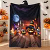 Manta de Halloween Transfronteriza de Amazon, Estilo Patchwork, Diseño de Fantasma, Manta de Franela, Manta de Halloween, Personalizable