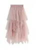 Falda de Malla Patchwork Nueva Estilo Resort Europeo y Americano para Mujer Primavera y Verano 2026 Cintura Alta Adelgazante Super Hada Irregular