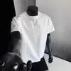 Nueva camiseta de manga corta para hombre, corte holgado, cuello redondo, camiseta básica, top versátil casual de moda de verano, ropa transpirable para hombre