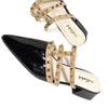 Sandalias de Tacón Grueso Estilo Hada Nicho Estilo Francés para Mujer, Perfectas para Uso en Exteriores, Impresionantes Sandalias de Punta Cerrada con Tachuelas de Tacón Bajo Primavera/Verano 2025