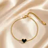 Conjunto de collar, pulsera y anillo con corazón de esmalte tricolor, combinación, lujo ligero y simple, popular en línea, joyería para regalo, forma de corazón