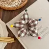 Elástico de Cabelo Importado da Coreia Estrela de Cinco Pontas para Crianças, Acessório de Cabelo Xadrez Doce, Corda de Cabelo Fashion para Coques de Meninas
