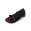 Otoño 2026 Nuevo Estilo Francés Elegantes Zapatos de Salón de Punta Cuadrada con Lazo y Escote Bajo Nicho Gris Dorado Terciopelo Tacón Bajo Zapatos para Mujer